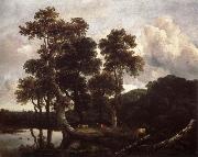 Jacob van Ruisdael Grove of Large Oak trees at the Edge of a pond china oil painting artist
